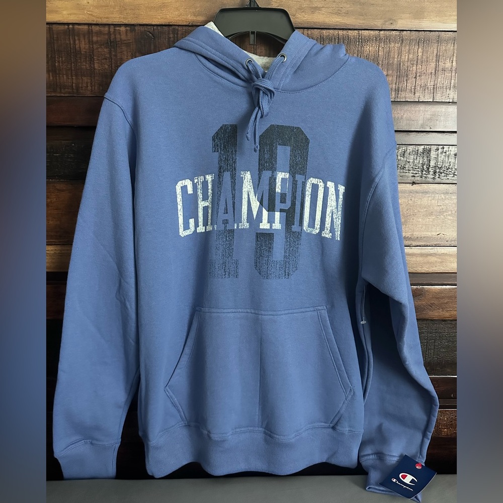 NWT Champion Men's Hoodie in Blue with Bold Print